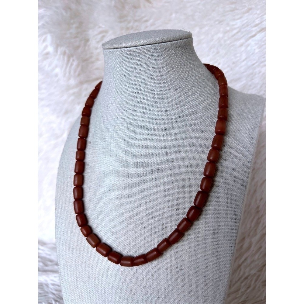 Barrel Bead Necklace 18.5in Terracotta Matte Resin Desert Southwest Desert Core